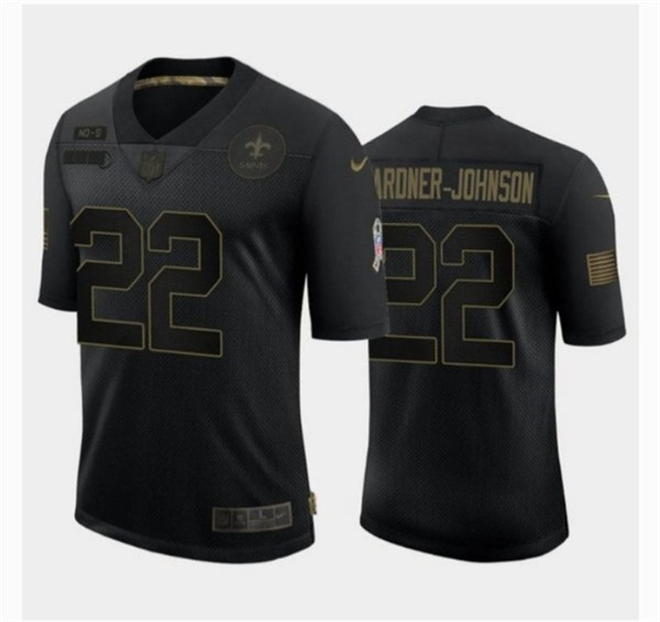 Saints #22 Chauncey Gardner-Johnson Black Salute to Service Jersey