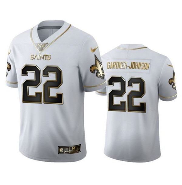 Saints #22 Chauncey Gardner-Johnson White Gold Jersey