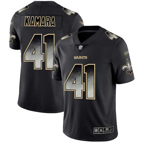 Saints #41 Alvin Kamara Black Men's Stitched Football Vapor Untouchable Limited Smoke Fashion Jersey