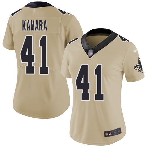 Saints #41 Alvin Kamara Gold Women's Stitched Football Limited Inverted Legend Jersey Saints #41 Alvin Kamara Gold Women's Stitched Football Limited Inverted Legend Jersey