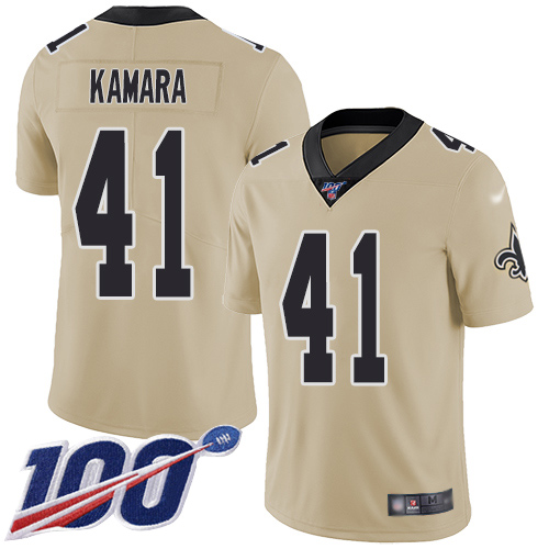 Saints #41 Alvin Kamara Gold Youth Stitched Football Limited Inverted Legend 100th Season Jersey Saints #41 Alvin Kamara Gold Youth Stitched Football Limited Inverted Legend 100th Season Jersey