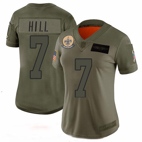 Saints #7 Taysom Hill Camo Women's Stitched Football Limited 2019 Salute to Service Jersey Saints #7 Taysom Hill Camo Women's Stitched Football Limited 2019 Salute to Service Jersey