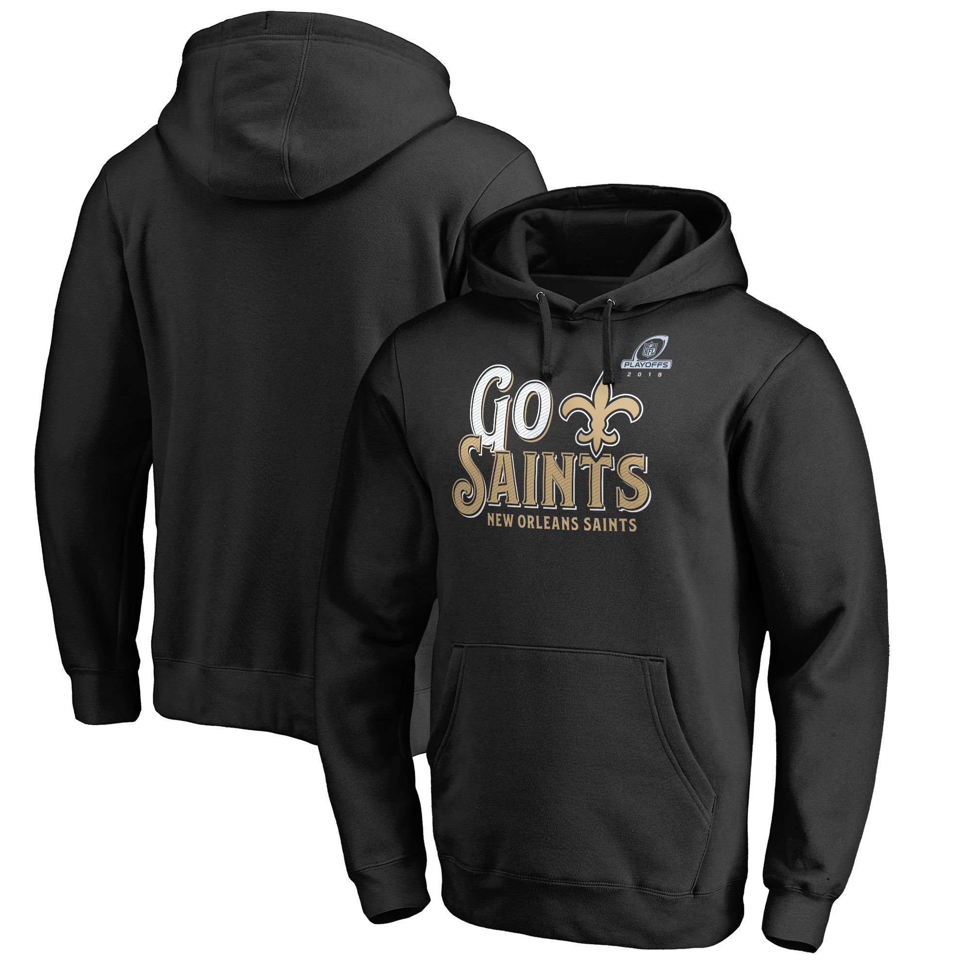Saints Black 2018 NFL Playoffs Go Saints Men's Pullover Hoodie Saints Black 2018 NFL Playoffs Go Saints Men's Pullover Hoodie
