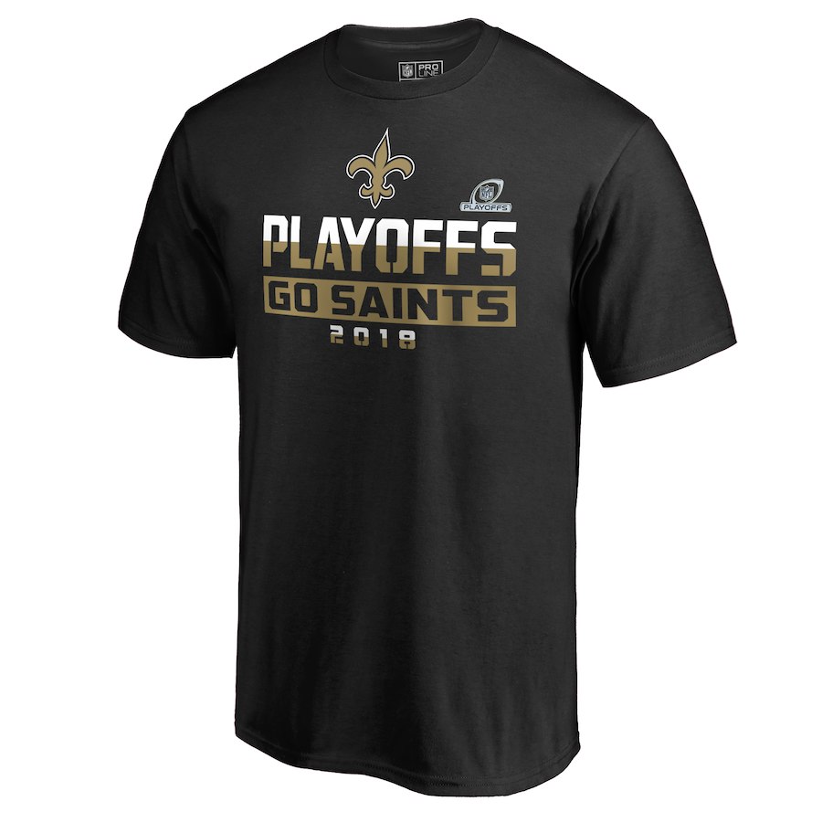 Saints Black 2018 NFL Playoffs Go Saints Men's T-Shirt Saints Black 2018 NFL Playoffs Go Saints Men's T-Shirt