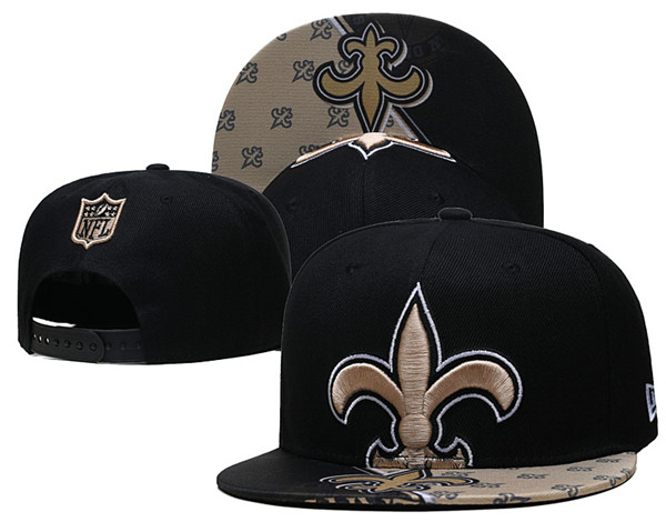 Saints Black Snapback Hat- -GS