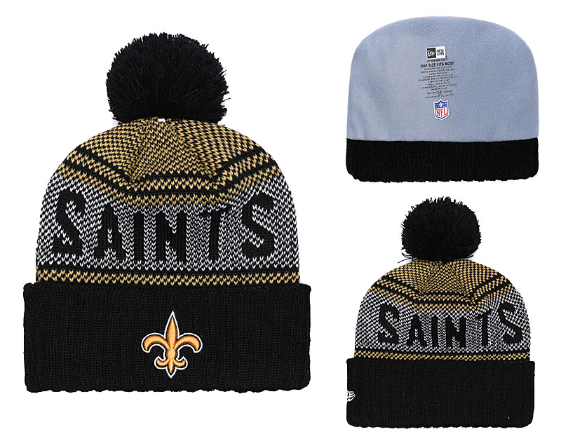 Saints Fresh Logo Black Pom Knit Hat 1 YD