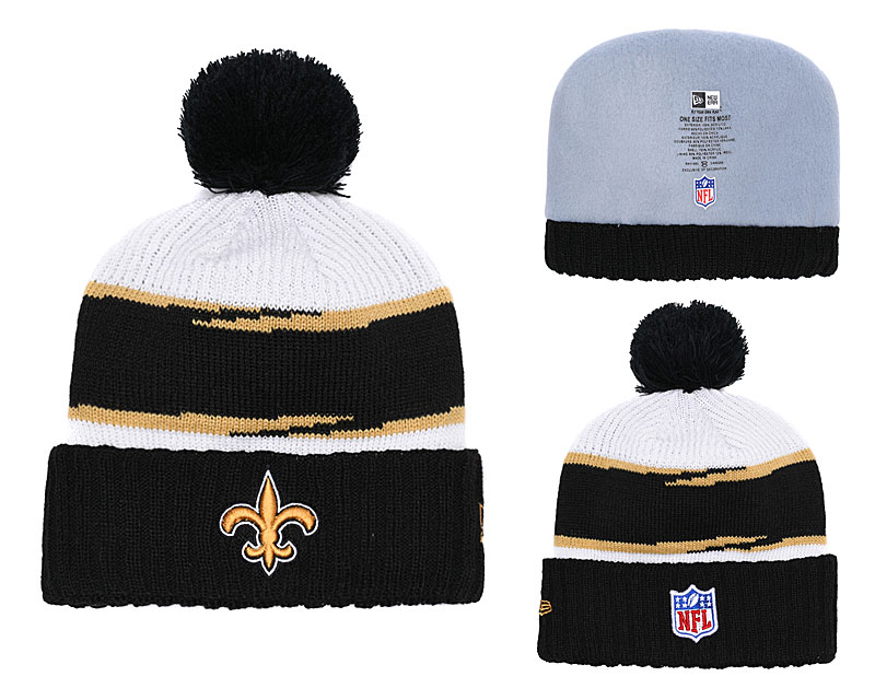 Saints Fresh Logo Black Pom Knit Hat YD