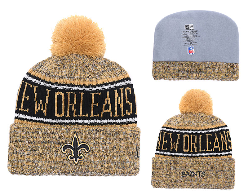 Saints Fresh Logo Gold Pom Knit Hat YD