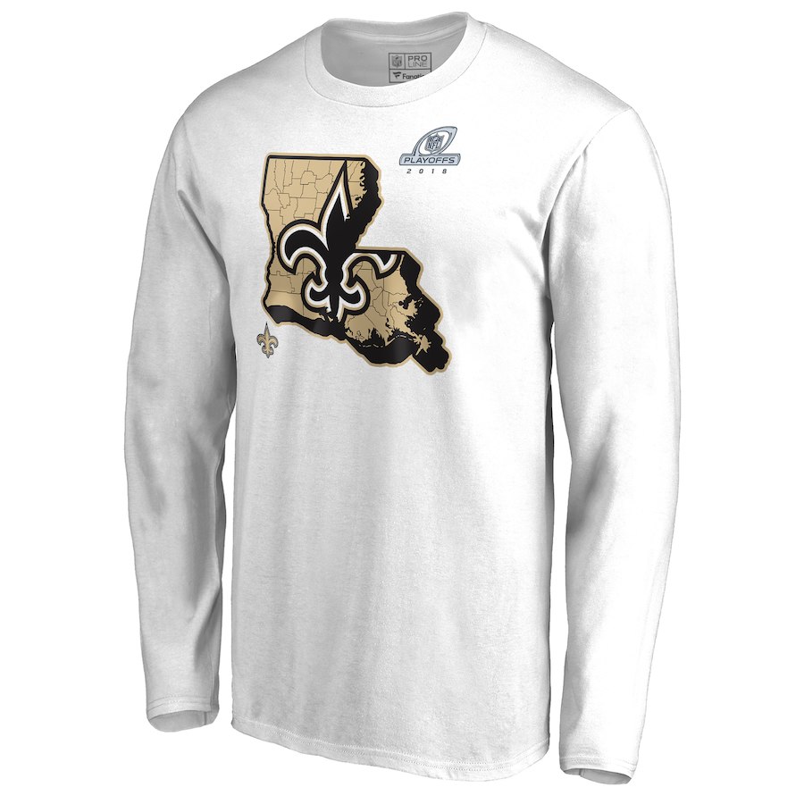 Saints White 2018 NFL Playoffs Men's Long Sleeve T-Shirt Saints White 2018 NFL Playoffs Men's Long Sleeve T-Shirt