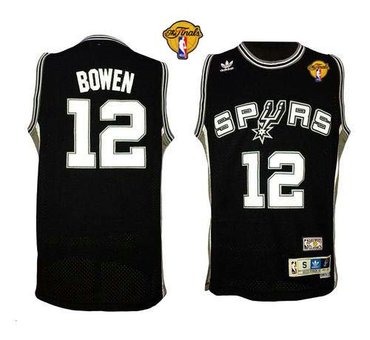 San Antonio Spurs #12 Bruce Bowen Black Throwback Finals Patch Stitched NBA Jersey