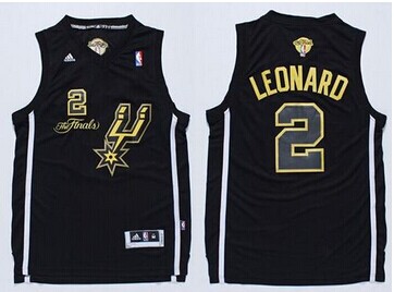 San Antonio Spurs #2 Kawhi Leonard Black(Gold No.) Champions Stitched NBA Jersey
