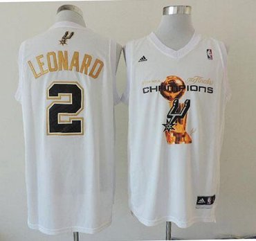 San Antonio Spurs #2 Kawhi Leonard White 2014 NBA Finals Champions Stitched NBA Jersey