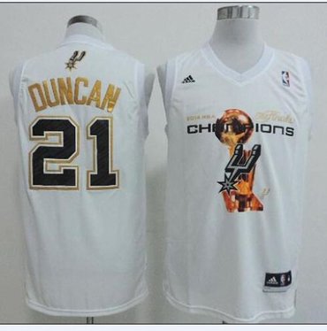 San Antonio Spurs #21 Tim Duncan White 2014 NBA Finals Champions Stitched NBA Jersey