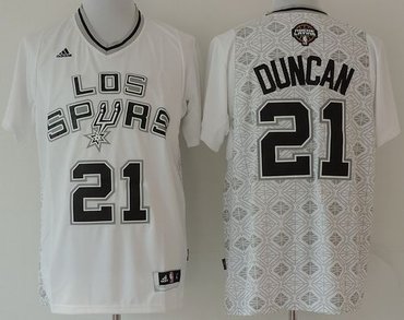 San Antonio Spurs #21 Tim Duncan White New Latin Nights Stitched NBA Jersey