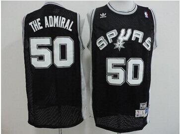 San Antonio Spurs #50 David Robinson Black The Admiral Nickname Stitched NBA Jersey