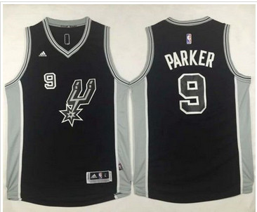 San Antonio Spurs #9 Tony Parker Black New Road Stitched NBA Jersey