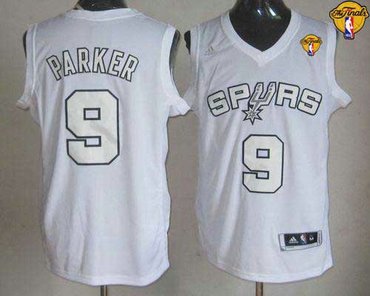 San Antonio Spurs #9 Tony Parker White Winter On-Court Finals Patch Stitched NBA Jersey