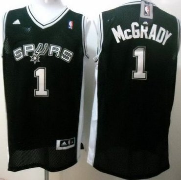 San Antonio Spurs 1 Tracy McGrady Black Swingman NBA Jerseys