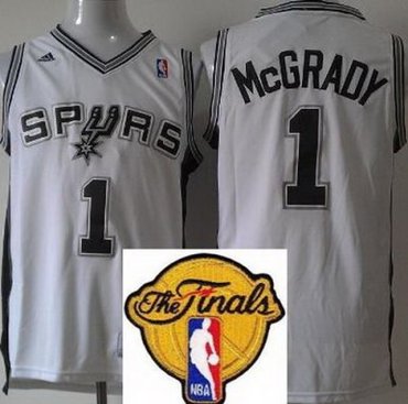 San Antonio Spurs 1 Tracy McGrady White Revolution 30 Swingman 2013 Finals Patch NBA Jerseys