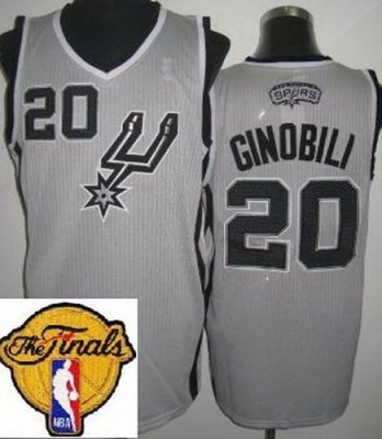 San Antonio Spurs 20 Manu Ginobili Grey Revolution 30 2013 Finals Patch NBA Jerseys