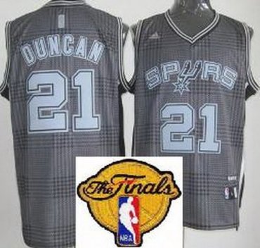 San Antonio Spurs 21 Tim Duncan Grey Rhythm Fashion Swingman 2013 Finals Patch NBA Jerseys