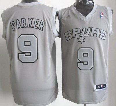 San Antonio Spurs 9# Tony Parker Grey Revolution 30 Swingman NBA Jerseys Christmas Style