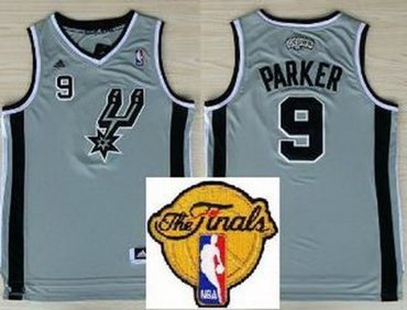 San Antonio Spurs 9 Tony Parker Grey Revolution 30 Swingman 2013 Finals Patch NBA Jerseys