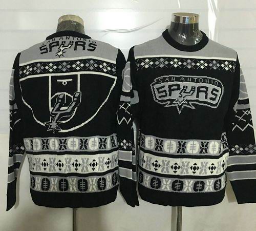 San Antonio Spurs Black Men's NBA Ugly Sweater San Antonio Spurs Black Men's NBA Ugly Sweater