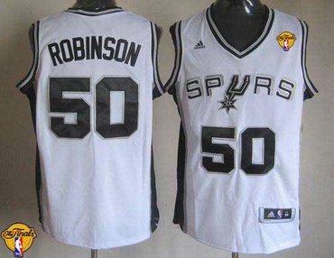 San Antonio Spurs Revolution 30 #50 David Robinson White Finals Patch Stitched NBA Jersey
