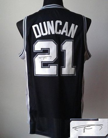 San Antonio Spurs Revolution 30 Autographed #21 Tim Duncan Black Stitched NBA Jersey