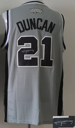 San Antonio Spurs Revolution 30 Autographed #21 Tim Duncan Grey Stitched NBA Jersey