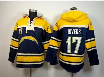 San Diego Chargers #17 Philip Rivers Navy Blue Sawyer Hooded Sweatshirt NFL Hoodie