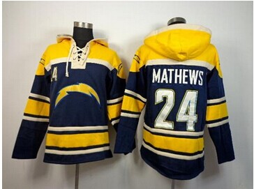 San Diego Chargers #24 Ryan Mathews Navy Blue Sawyer Hooded Sweatshirt NFL Hoodie