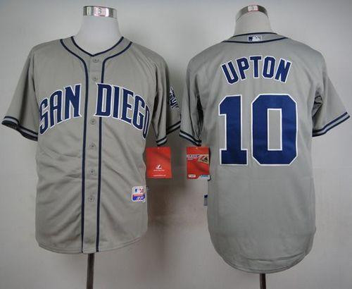 San Diego Padres #10 Justin Upton Grey Cool Base Stitched Baseball Jersey