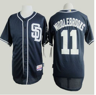 San Diego Padres #11 Will Middlebrooks Dark Blue Alternate 1 Cool Base Stitched Baseball Jersey