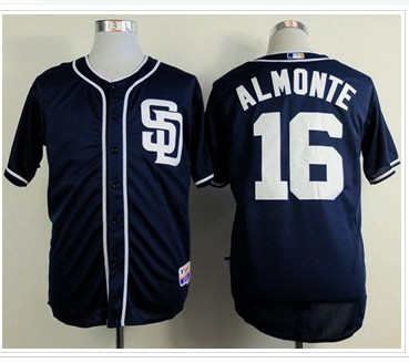 San Diego Padres #16 Abraham Almonte Dark Blue Alternate 1 Cool Base Stitched Baseball Jersey