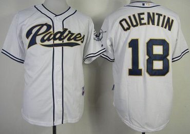 San Diego Padres #18 Carlos Quentin White Cool Base Baseball Jersey