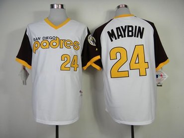 San Diego Padres #24 Cameron Maybin White 1978 Turn Back The Clock Baseball Jersey