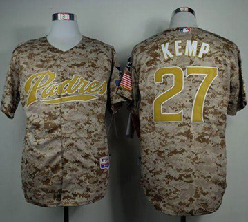 San Diego Padres #27 Matt Kemp Camo Alternate 2 Cool Base Stitched Baseball Jersey