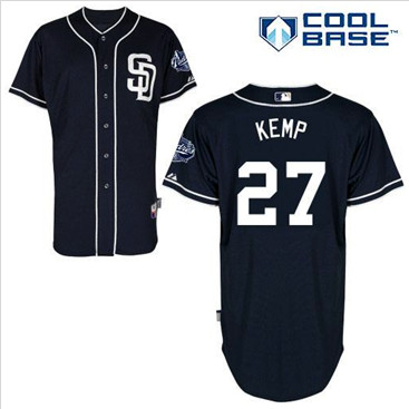 San Diego Padres #27 Matt Kemp Dark Blue Alternate 1 Cool Base Stitched Baseball Jersey