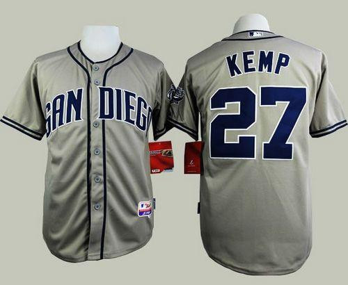 San Diego Padres #27 Matt Kemp Grey Cool Base Stitched Baseball Jersey