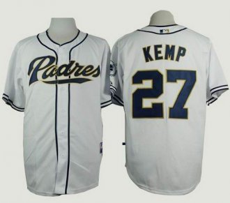 San Diego Padres #27 Matt Kemp White Cool Base Stitched Baseball Jersey