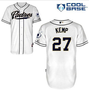 San Diego Padres #27 Matt Kemp White Cool Base Stitched Baseball Jersey
