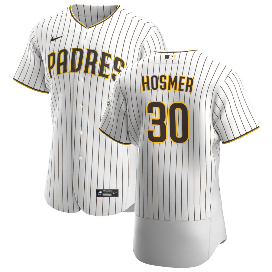 San Diego Padres #30 Eric Hosmer Men's Nike White Brown Home 2020 Authentic Player Jersey