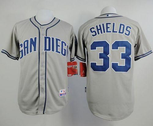 San Diego Padres #33 James Shields Grey Cool Base Stitched Baseball Jersey