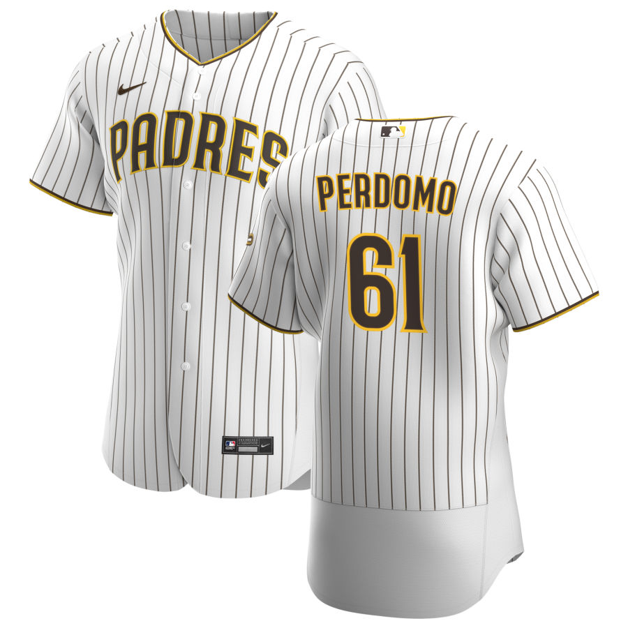 San Diego Padres #61 Luis Perdomo Men's Nike White Brown Home 2020 Authentic Player Jersey