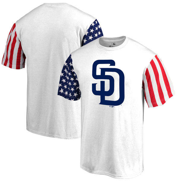 San Diego Padres Fanatics Branded Stars & Stripes T-Shirt White San Diego Padres Fanatics Branded Stars & Stripes T-Shirt White