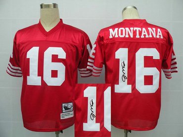 San Francisco 49ers #16 Joe Montana Red Throwback Jersey(Signed Elite)
