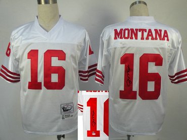 San Francisco 49ers #16 Joe Montana White Throwback Jersey(Signed Elite)