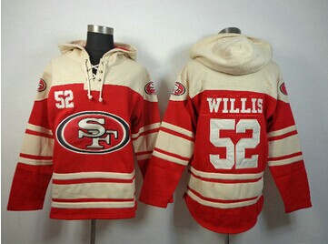 San Francisco 49ers #52 Patrick Willis Red Sawyer Hooded Sweatshirt Stitched Jersey